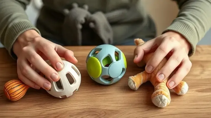 Pessoa escolhendo o brinquedo ideal para seu cão, avaliando diferentes materiais e tipos de brinquedos para cachorros que ficam sozinhos.