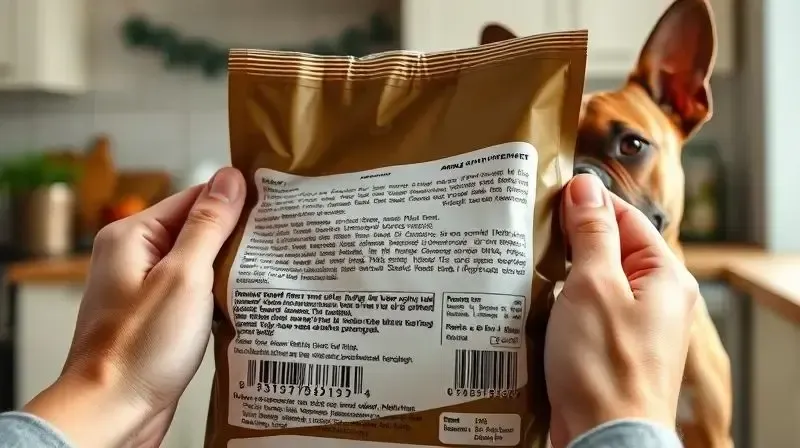 Pessoa analisando o rótulo de um saco de ração para escolher a melhor opção para seu cão American Bully.