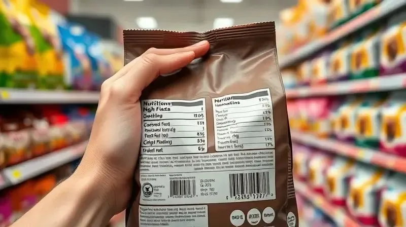 Pessoa analisando o rótulo nutricional de um pacote de ração, ilustrando como escolher o alimento ideal para um Dogo Argentino.