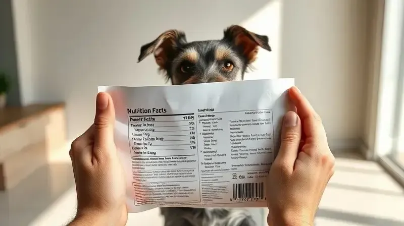 Pessoa analisando o rótulo de ingredientes de um pacote de ração para escolher a comida ideal para seu cão Schnauzer.