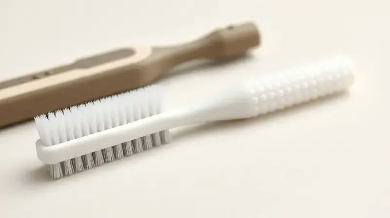 Comparativo entre uma escova de dente para cães e uma dedeira de silicone, mostrando as diferentes opções para a limpeza.