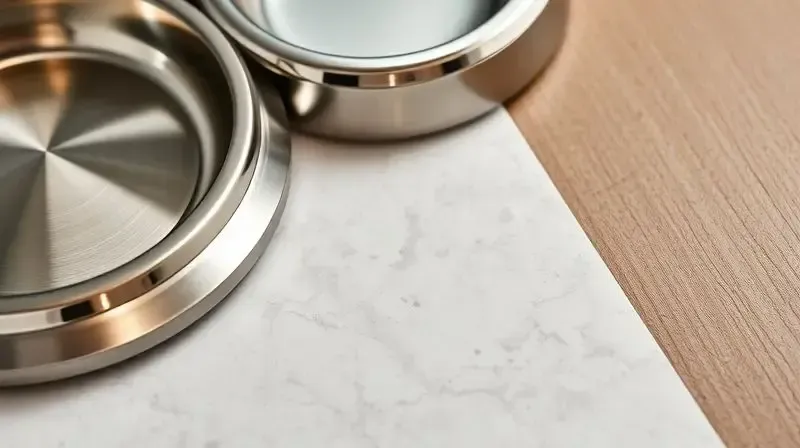 Comparativo de materiais de comedouros para cães, mostrando em detalhe as texturas do inox, da cerâmica e do plástico de alta qualidade.