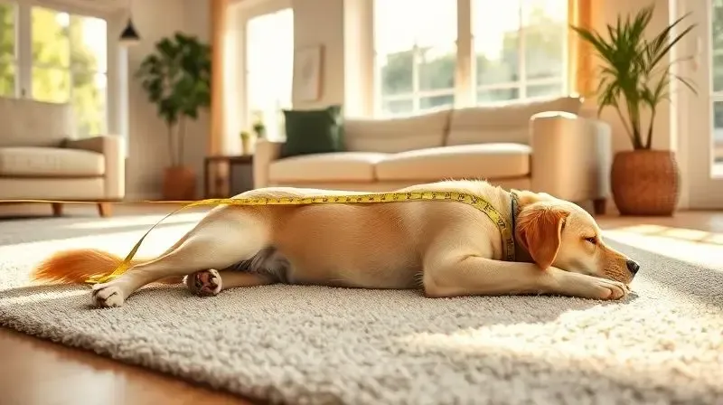 Pessoa medindo um cachorro com uma fita métrica para escolher o tamanho ideal da casinha.