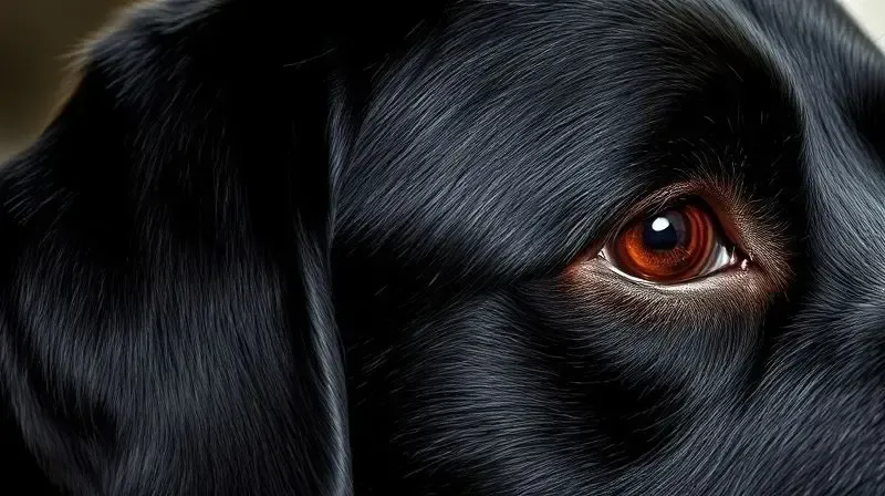 Close-up da pelagem brilhante e saudável de um cão, um dos sinais de que ele se adaptou bem à nova ração como a Pedigree.