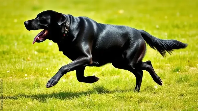 Um cão saudável com pelo brilhante e muita energia, mostrando os sinais positivos de que a ração está fazendo bem ao pet.