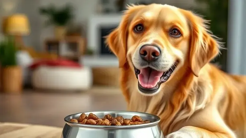Cão saudável e feliz após comer sua ração, representando o veredito final e a escolha da melhor nutrição para seu pet.